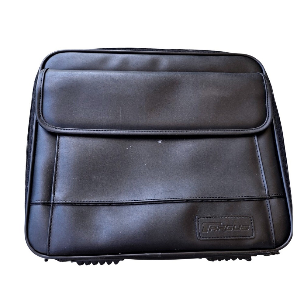 Targus Black Faux Leather Laptop Briefcase Messenger Bag Compartment 15in‎ E3